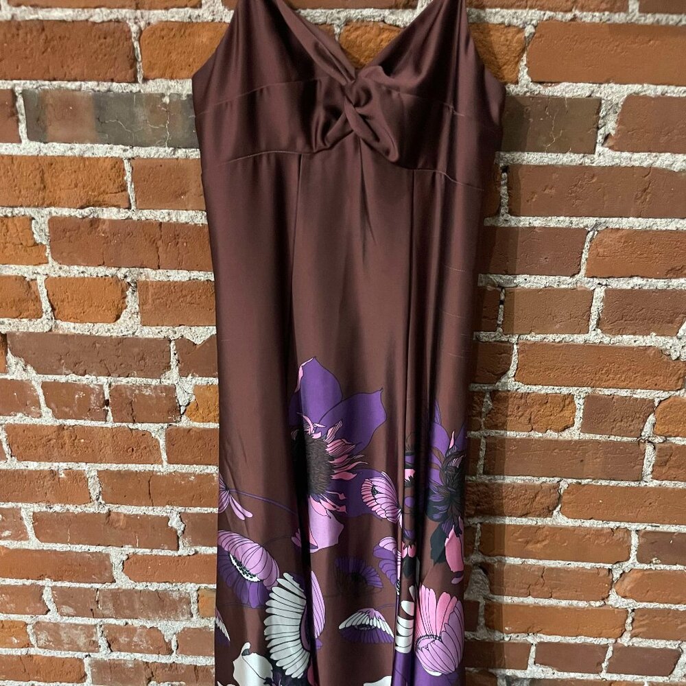 EXPRESS Satin Floral Twist Front Maxi Dress